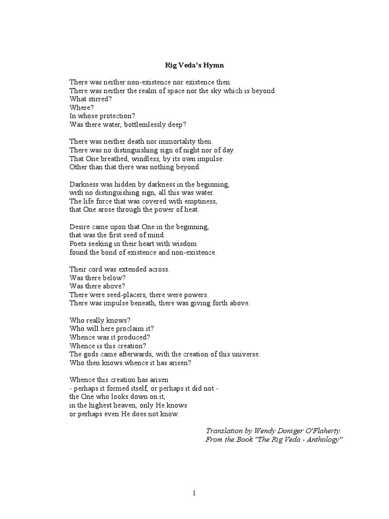 Rig Veda's First Hymn by Doniger | PDF