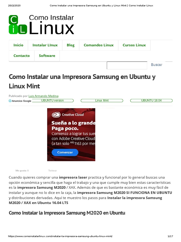 samsung m2020 linux