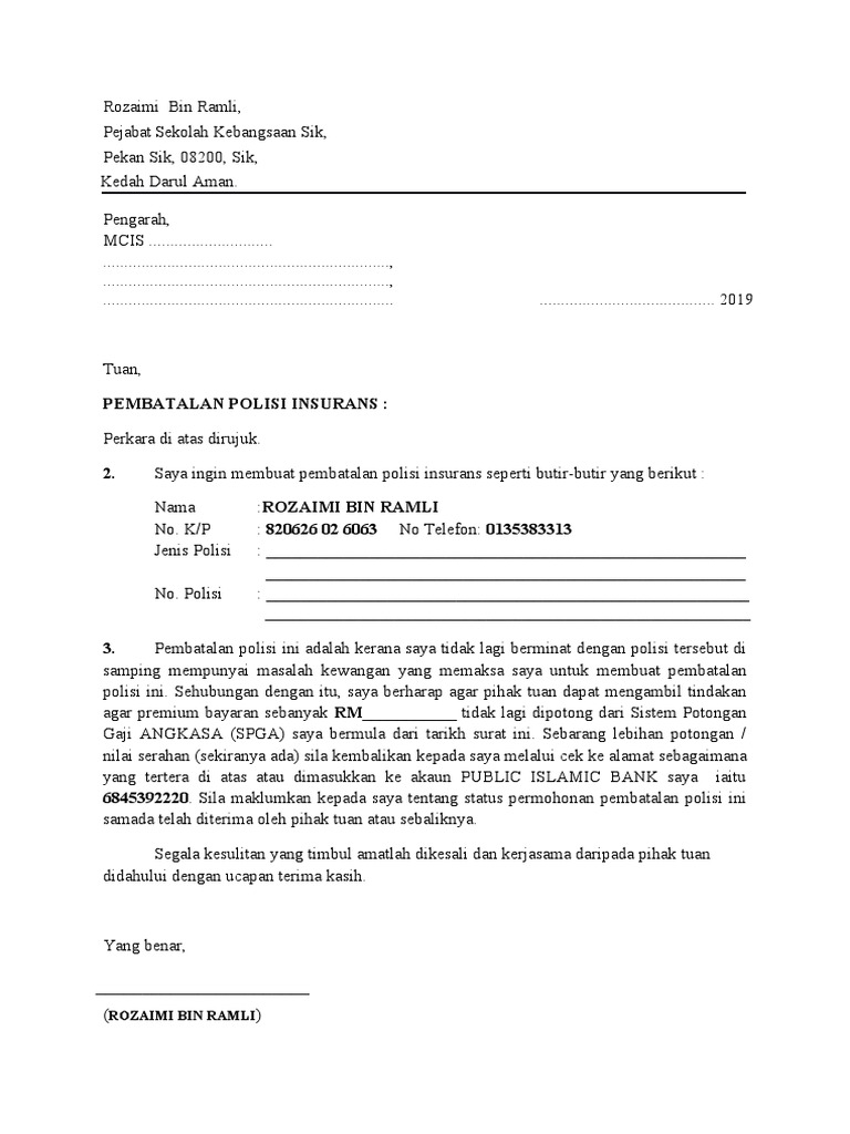 SURAT INSURAN Aku | PDF | Karier & Perkembangan | Bisnis