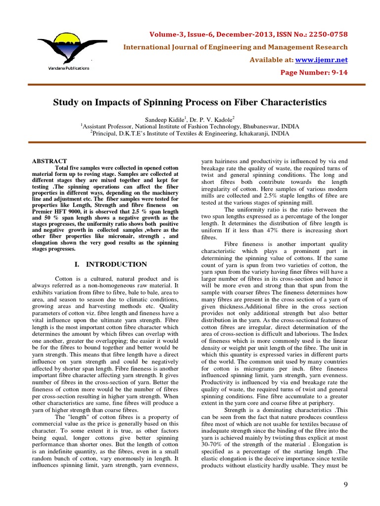 Study On Impacts of Spinning Process On Fiber Characteristics | PDF ...