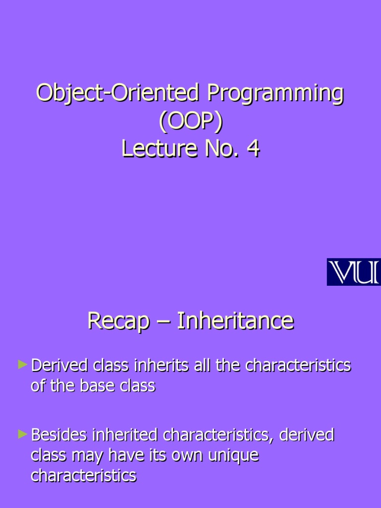 Object-Oriented Programming (OOP) Lecture No. 4 | Download Free PDF ...