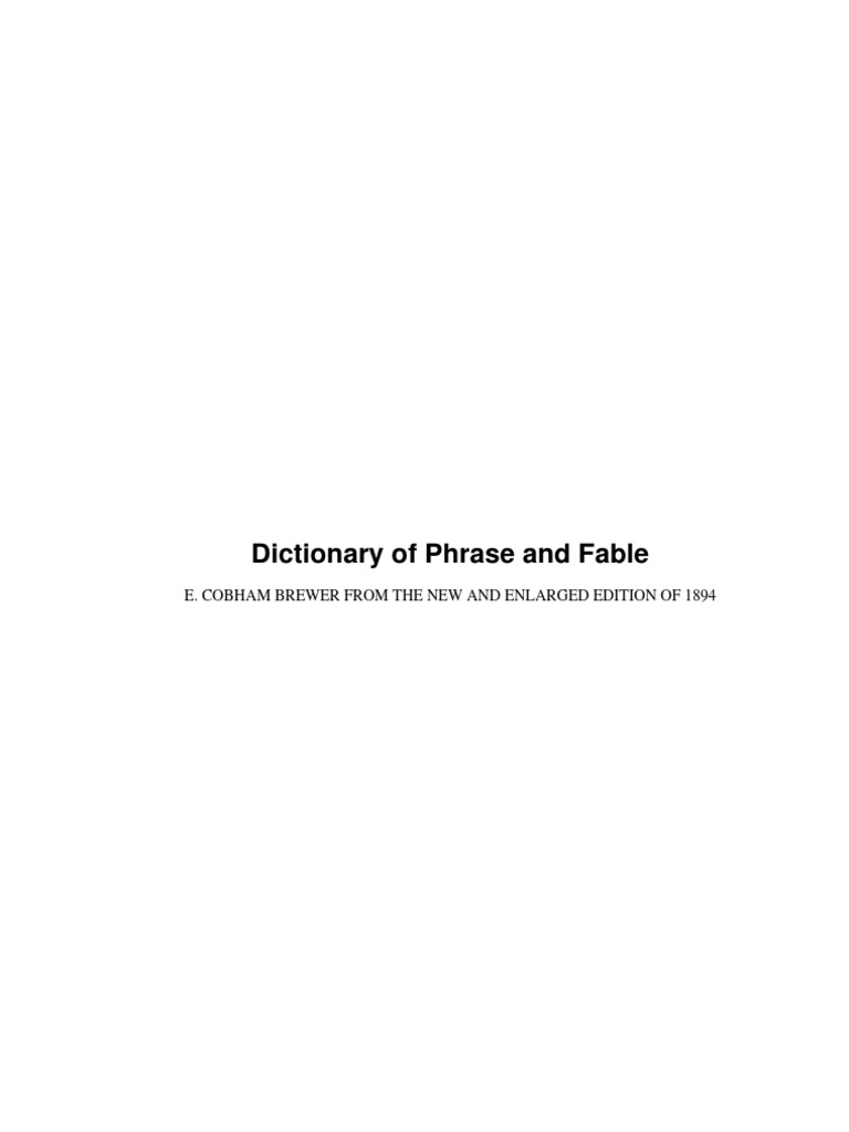 Brewers Dictionary of Phrase and Fable PDF Achilles Cain And Abel