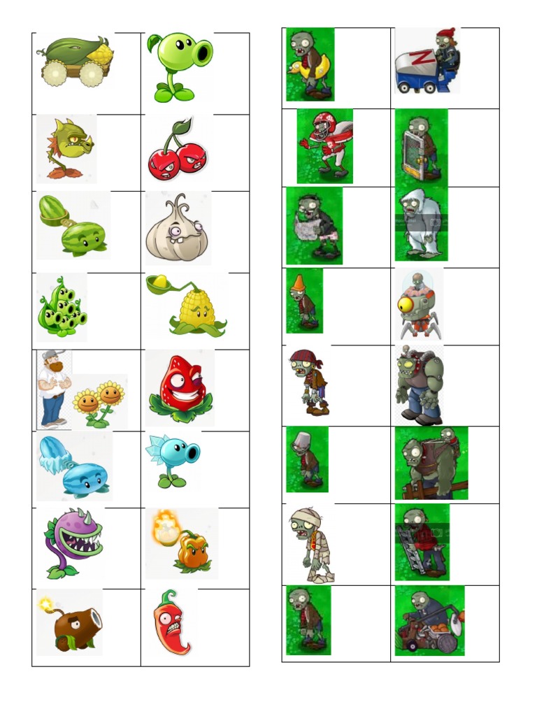 Plantas Contra Zombies, Plantilla | PDF, image size:768x1024