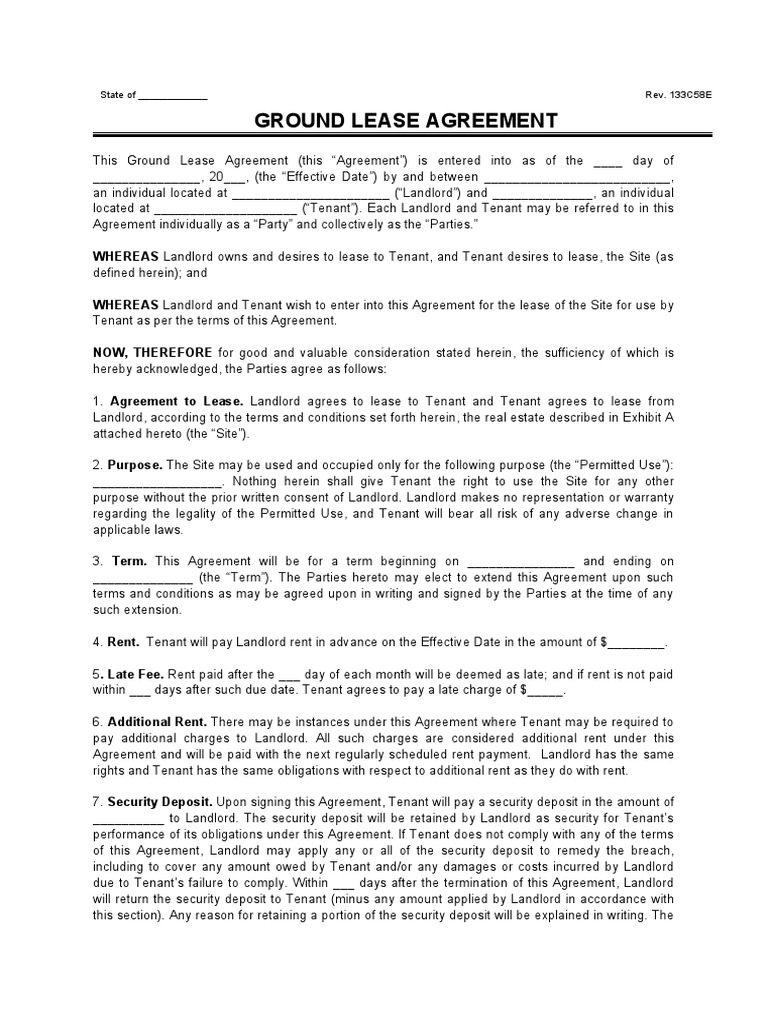 Ground Lease Agreement Template | PDF | Leasehold Estate | Landlord