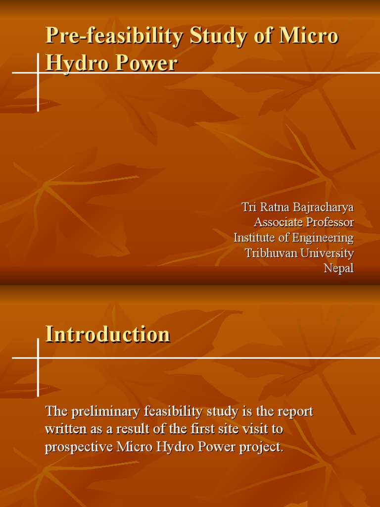 Micro Hydro Power Pre-feasibility Study | PDF | Hydroelectricity ...