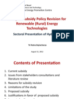 Study On Subsidy Policy Revision For Renewable (Rural) Energy Technologies