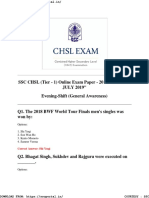 CHSL Tier 1 Papers General Awareness 11 July 2019 Evening Shift