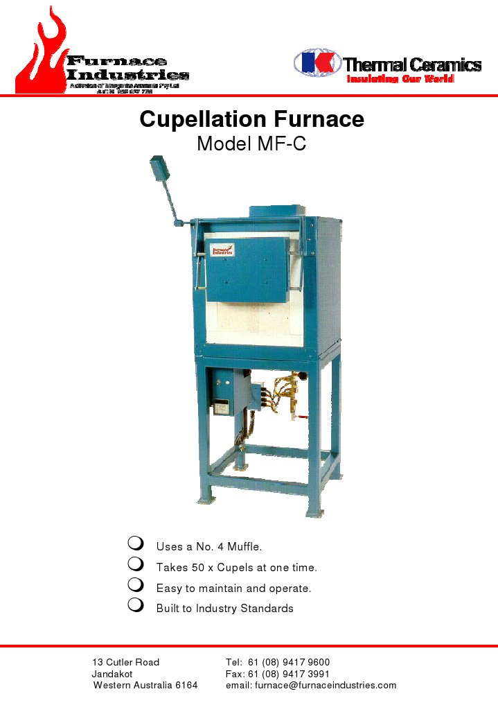 Cupellation Furnace Model MF-C Overview | PDF | Furnace | Chemistry