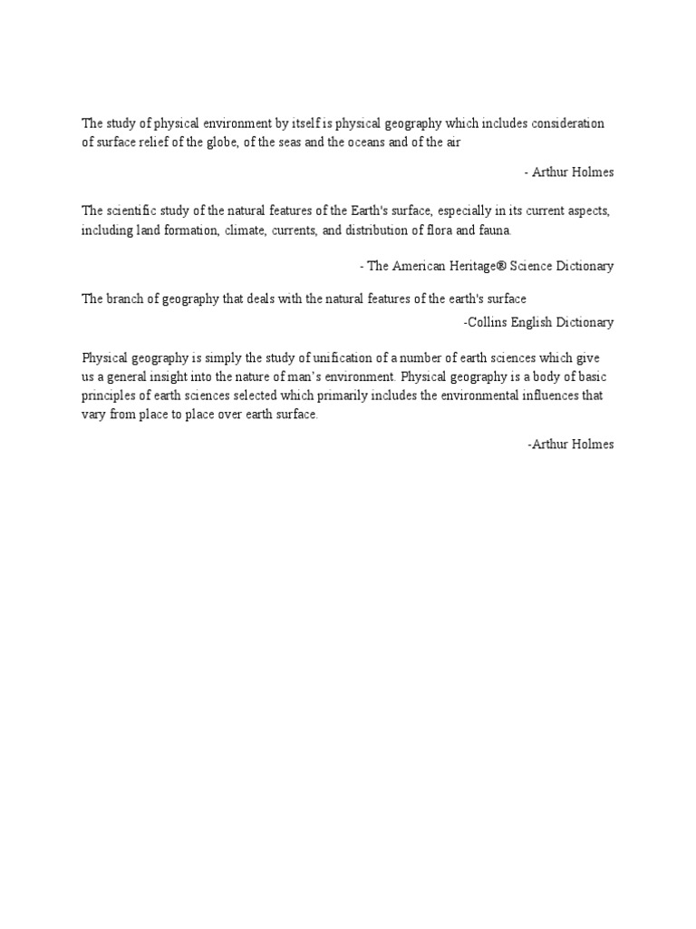 Definition of Physical Geography PDF
