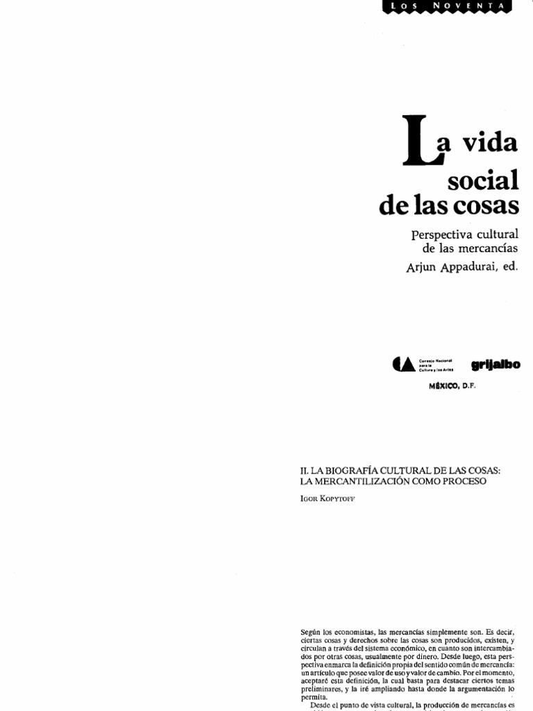 Igor Kopytoff - La Biografía Cultural de Las Cosas | PDF | Bienes ...