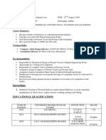 1 Year Pressure Vessel Experience Resume