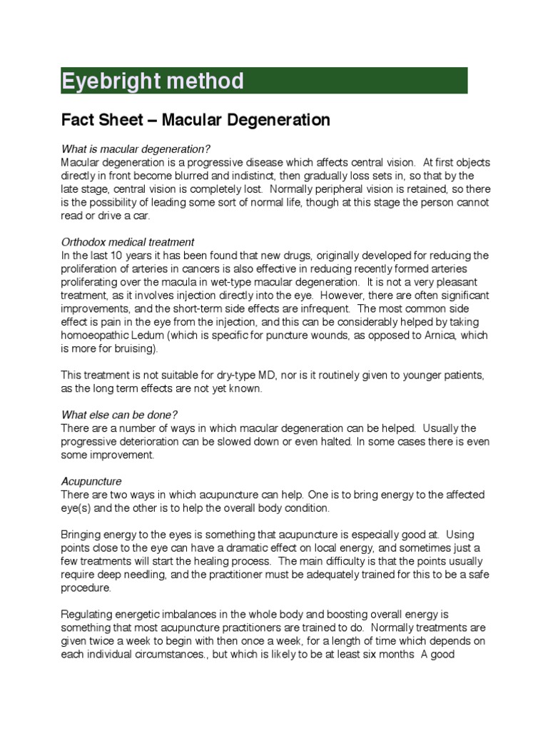 Macular Degeneration PDF Acupuncture Traditional Chinese Medicine