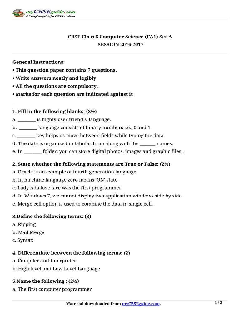 Material Downloaded From - 1 / 3 | PDF | Computer Program | Programming
