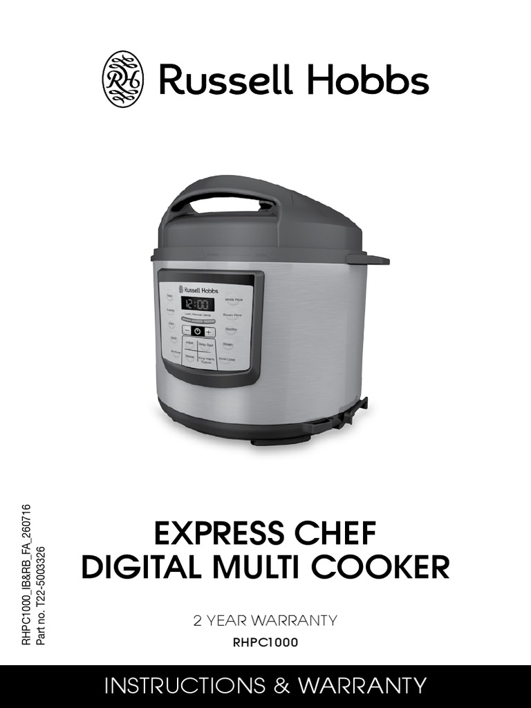 Express Chef Digital Multi Cooker Instructions & Warranty PDF
