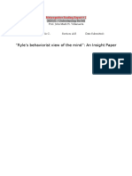 "Ryle's Behaviorist View of The Mind": An Insight Paper