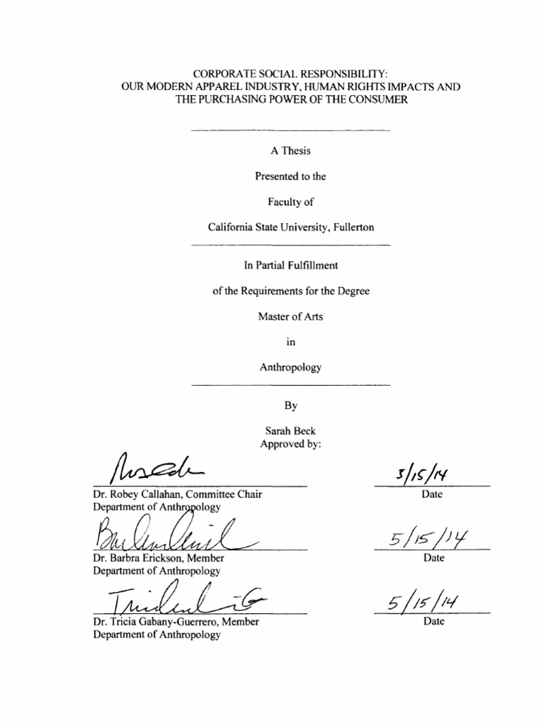 Corporate Social Responsibility Our Modern Apparel Industry, Human Rights Impacts and The