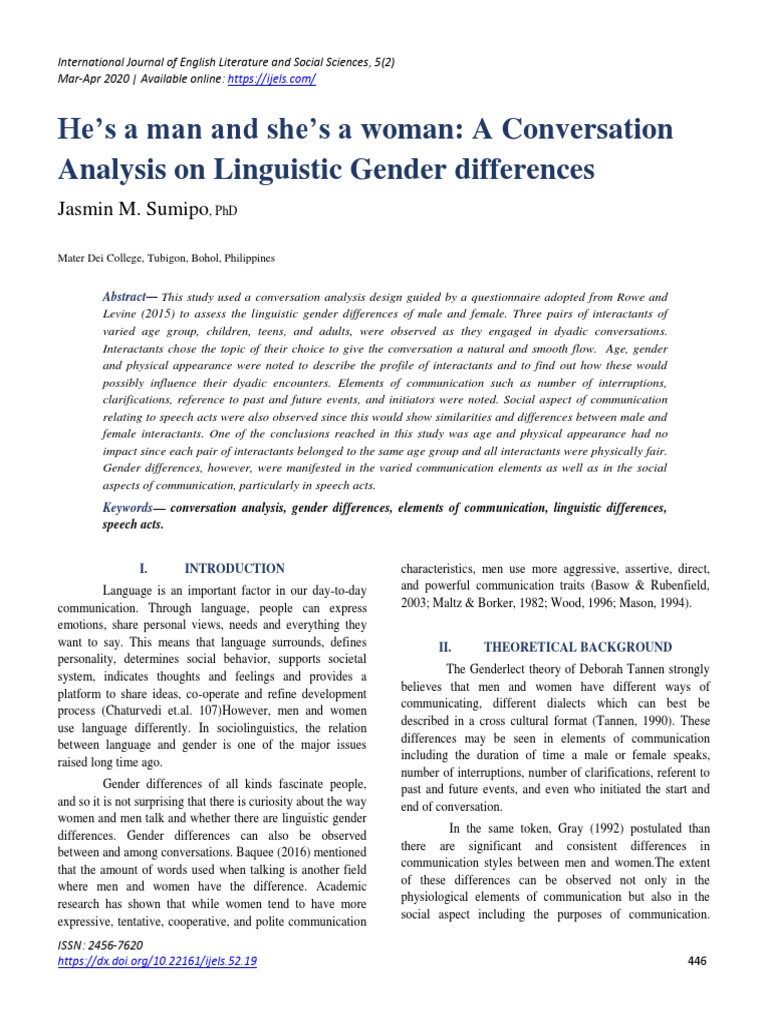 Linguistic Gender Differences in Dialogue | PDF | Gender | Gender Studies