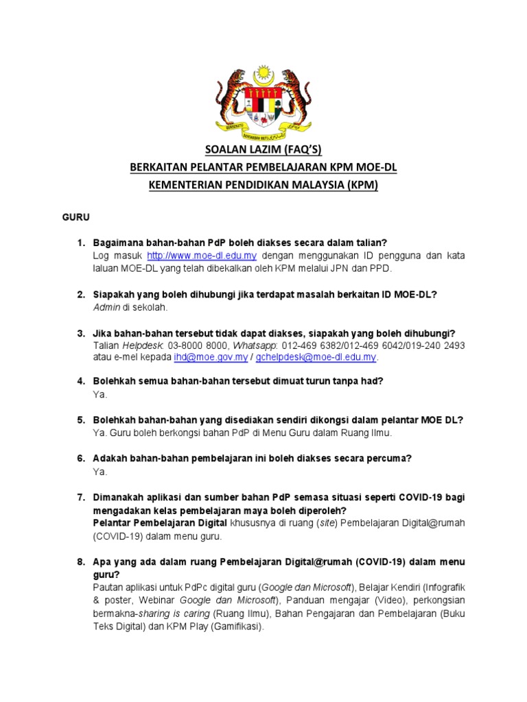 Pelantar Pembelajaran Kpm Moe Dl Pdf Pdf