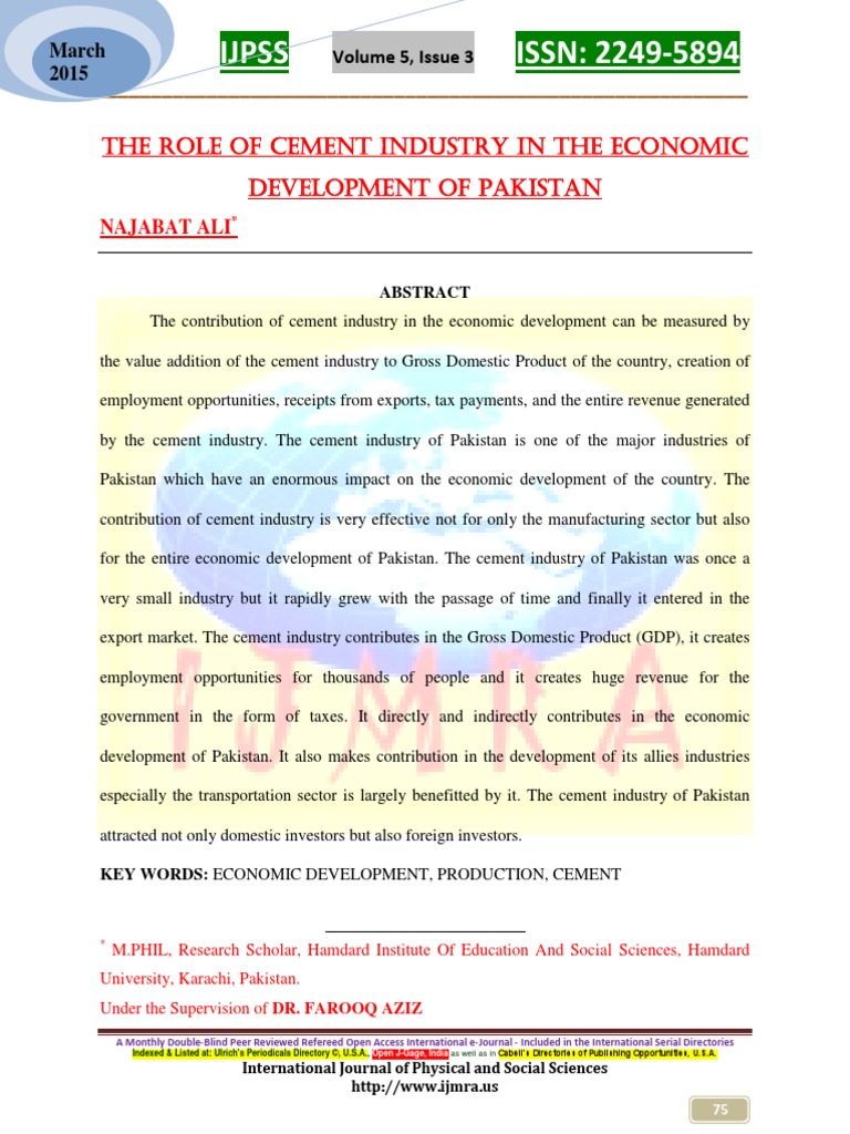 The Role of Cement Industry in The Econo PDF | PDF | Open Access | Pakistan