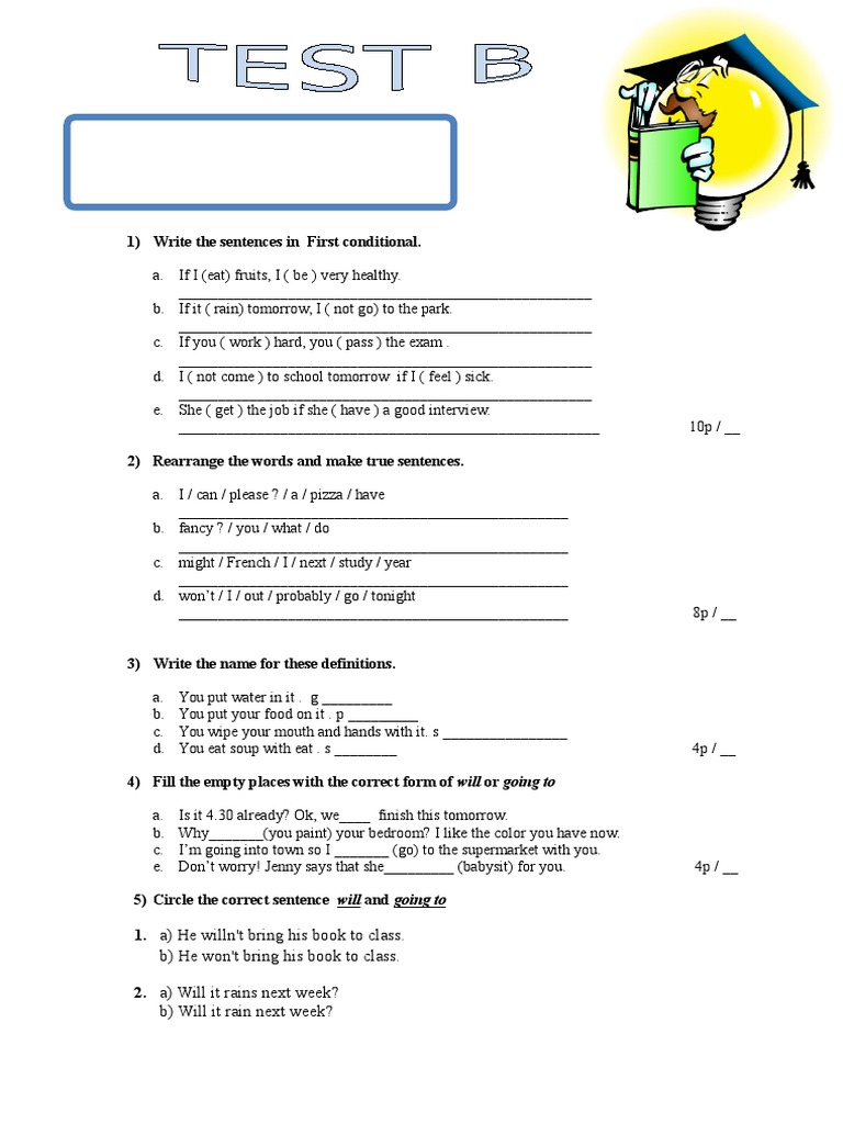 First Conditional Practice Test | PDF | Foods
