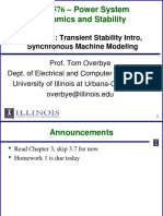 ECE 576 - Power System Dynamics and Stability: Lecture 6: Transient Stability Intro, Synchronous Machine Modeling