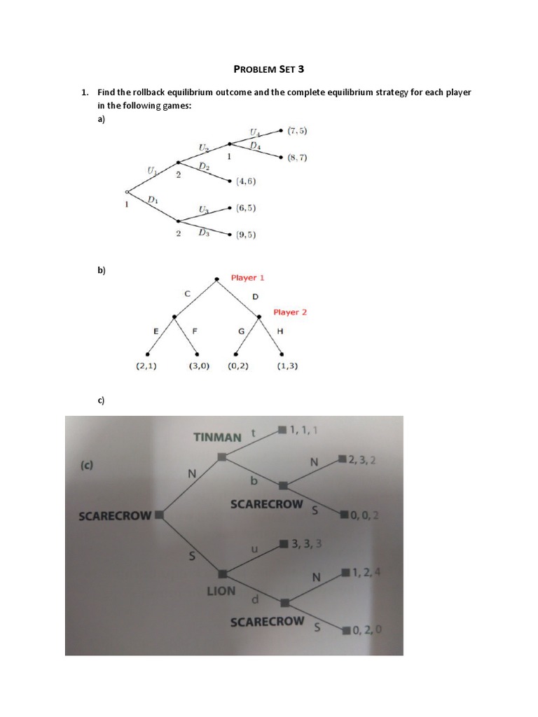 Game Theory Problem Set Analysis | PDF | Computers