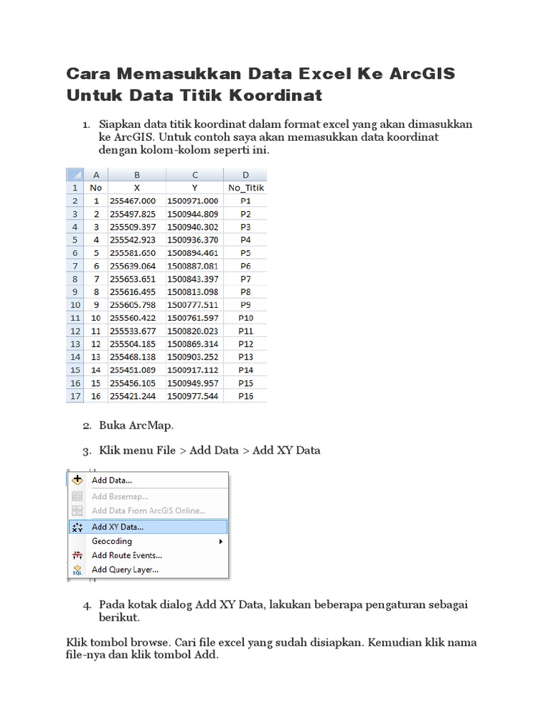 Cara Memasukkan Data Excel Ke ArcGIS Untuk Data Titik Koordinat | PDF ...