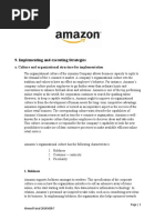 Implementing and Executing Strategies: A. Culture and Organizational Structure For Implementation