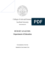 College of Arts and Sciences: Budget Analysis: Department of Education