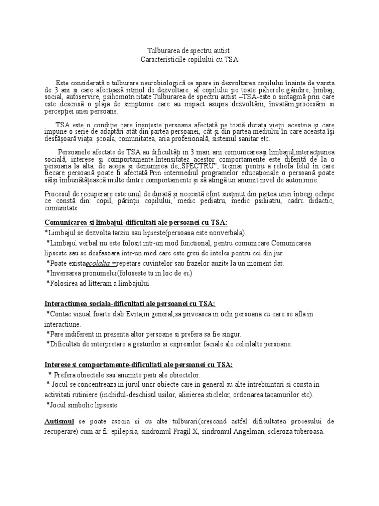Autismul Si Metode de Lucru În Tulburarea de Spectru Autist | PDF