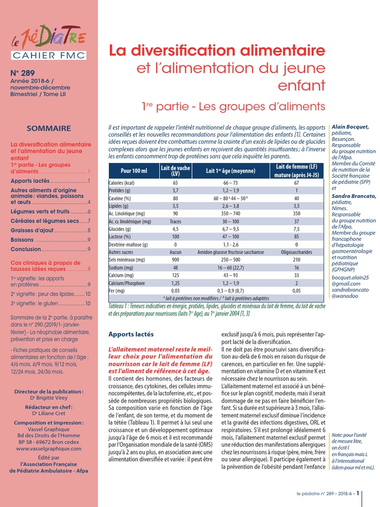 Lepediatre 2 Diversification Pdf Allaitement Acides Gras Omega 3