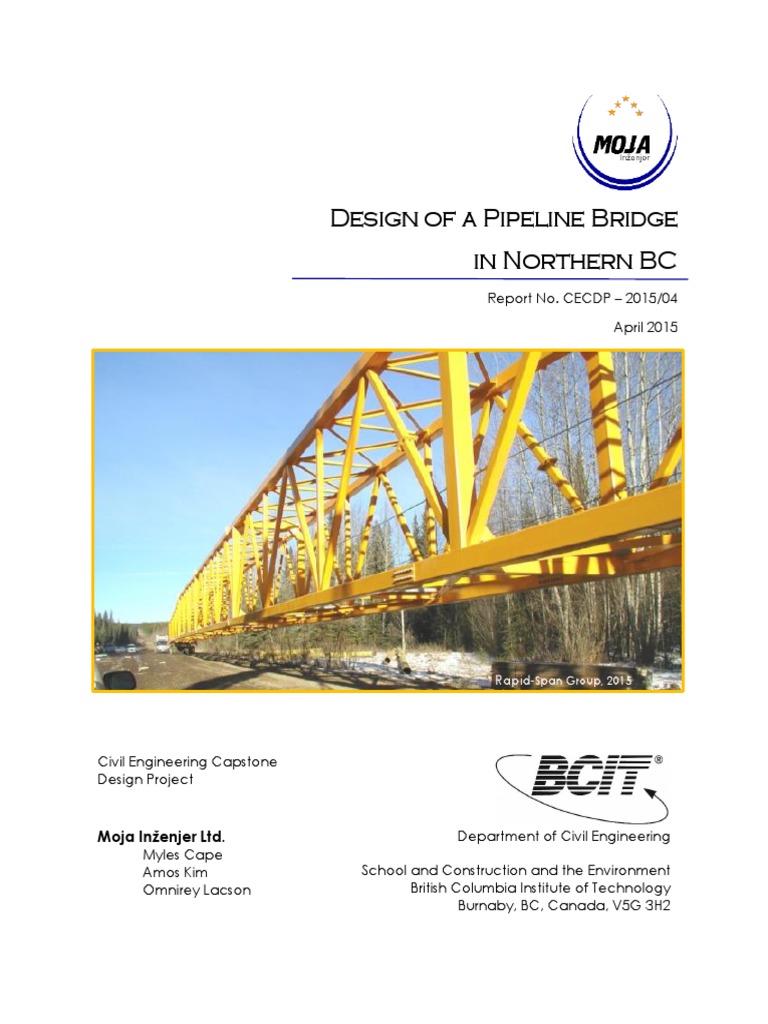 Pipeline Bridge Design Report - Northern BC | PDF | Truss | Bridge