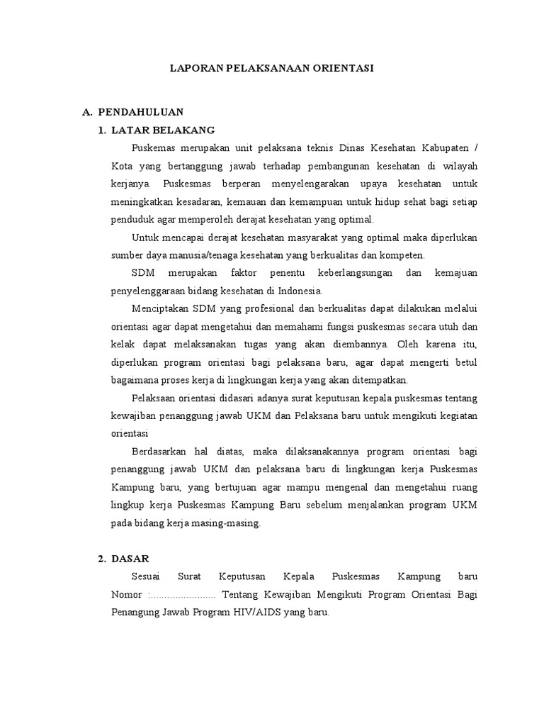 Laporan Hasil Orientasi Program Hiv Aids | PDF
