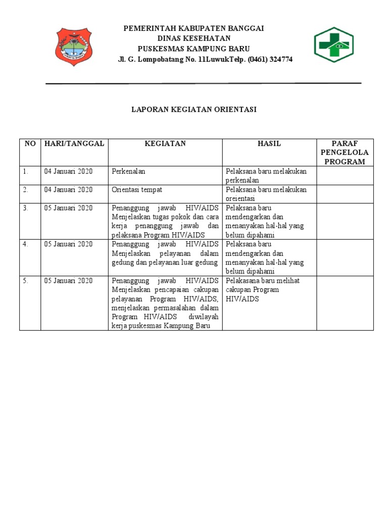 Laporan Kegiatan Orientasi Program Hiv Aids | PDF