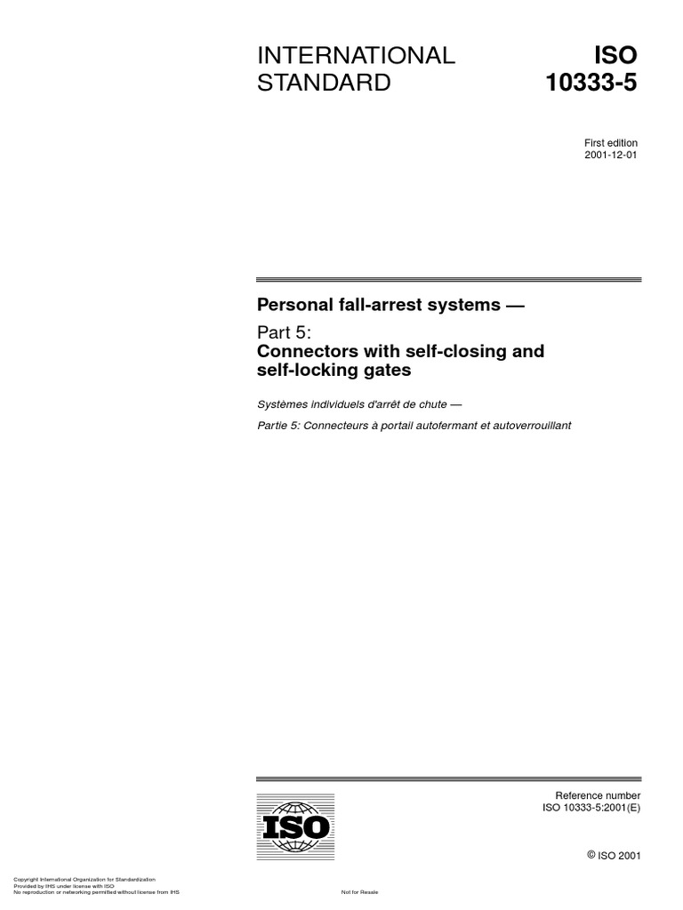 ISO 10333-5 - 2001 Personal Fall-Arrest Systems-Part 5 Connectors With ...