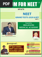 NEET Grand Test 2020 & Key @MedicalEntrance PDF