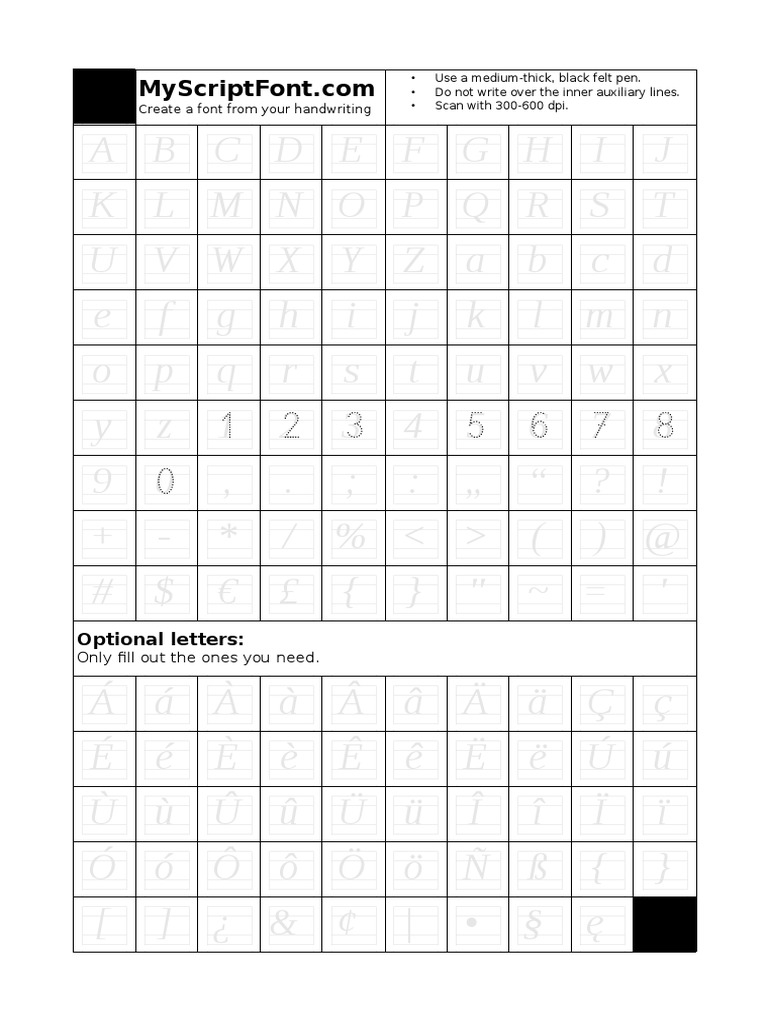 Optional Letters:: Create A Font From Your Handwriting | PDF