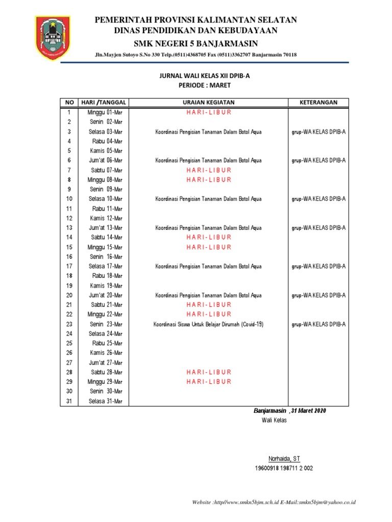 Jurnal Wali Kelas Pdf