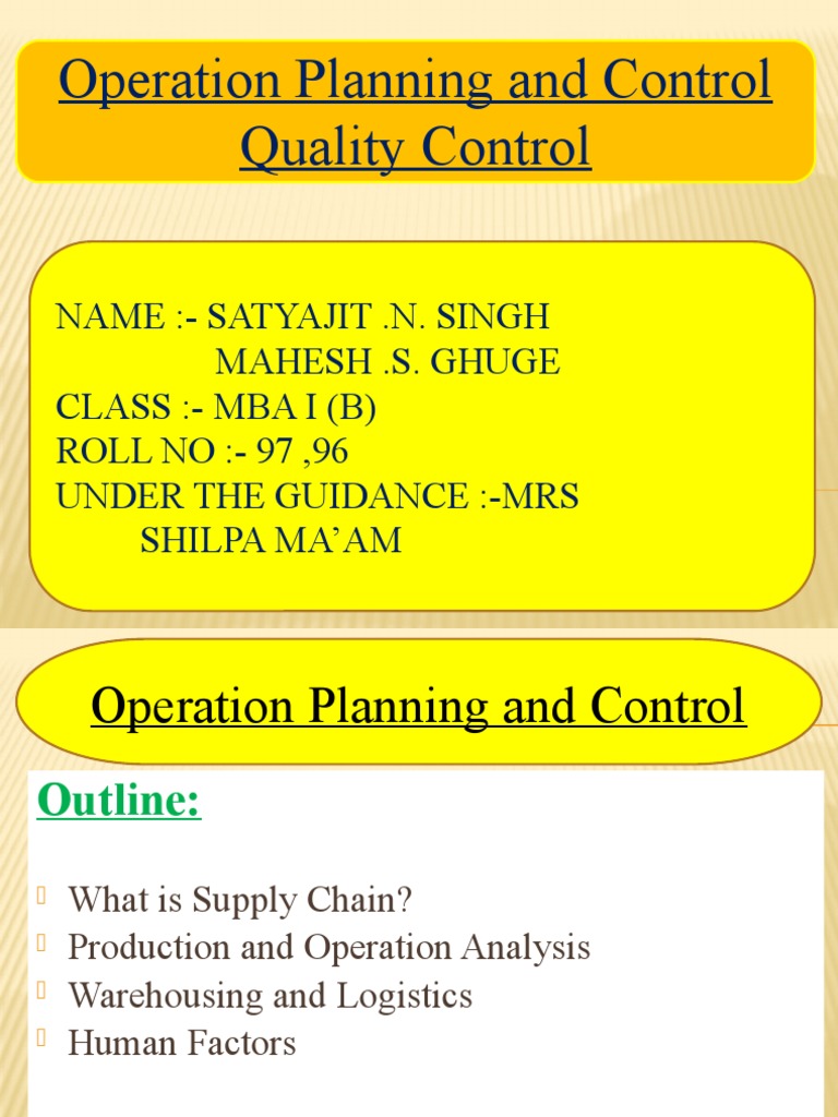 Operation Planning and Quality Control Guide | PDF | Quality (Business ...