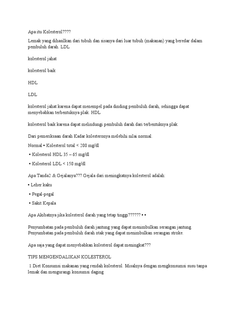 Apa Itu Kolesterol Pdf