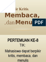 Pekan 8. Berpikir Kritis, Membaca, Dan Menulis