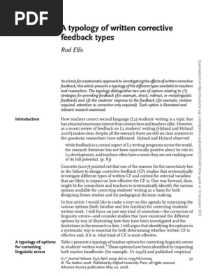 Typology of Written Corrective Feedback | PDF | Second Language