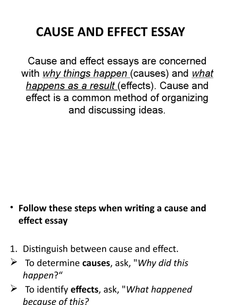 Writing Cause and Effect Essays Guide | PDF | Essays | Psychological ...