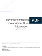 Developing Innovation and Creativity For Business Advantage: by Solomon Adebayo