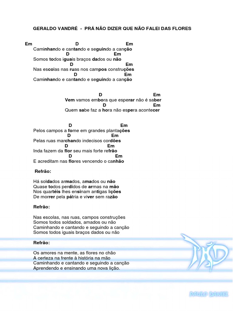 Letra de "Caminhando e Cantando" | PDF