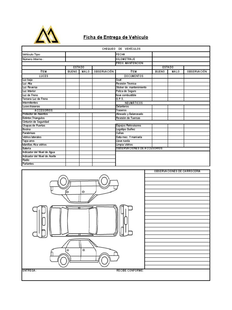 Checklist de Entrega de Vehículo Excel | PDF | Ingeniería de Transporte ...