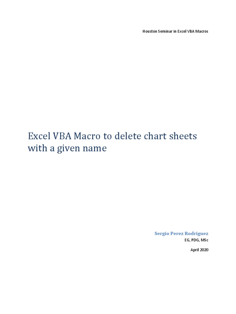 Excel VBA Delete Chart Sheet PDF PDF