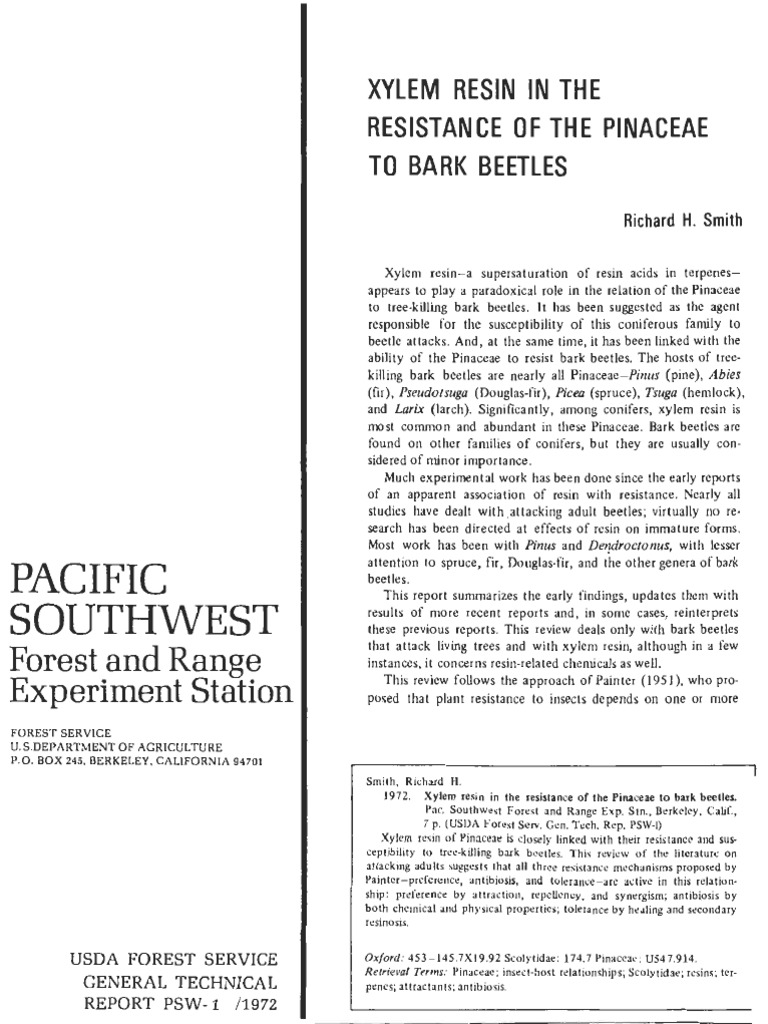 Xylem Resin in The Resistance of The Pinaceae To Bark Beetles | PDF ...