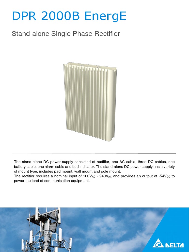 DPR 2000B Stand-Alone Rectifier Specs | PDF | Rectifier | Power Supply