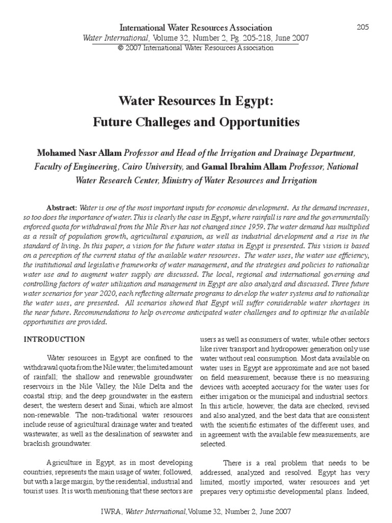 Water Resources in Egypt Future Challege PDF | PDF | Water Resources ...